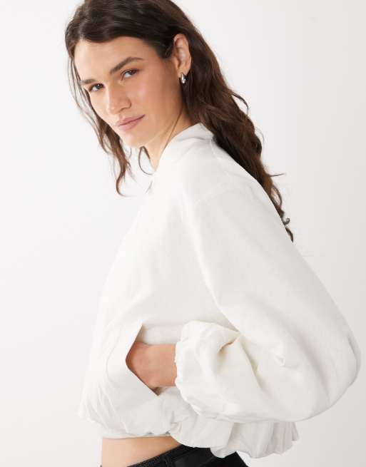 Mango - Teen - Giacca bomber in misto lino bianco, 3 di 4