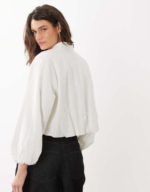 Mango - Teen - Giacca bomber in misto lino bianco, 4 di 4