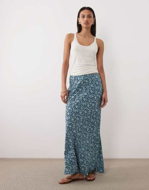 Mango Teen - Gonna lunga blu a fiori - view 1