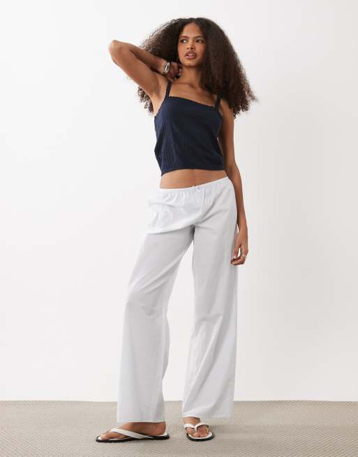Mango Teen – Granatowy top na ramiączkach z dzianiny pointelle, 3 z 4