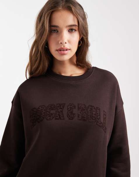 Mango Teen graphic sweatshirt in chocolate - view 1