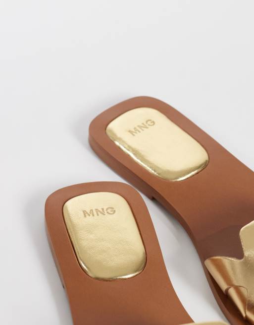 Mango – Teen – Guldfärgade tofflor, 3 av 4