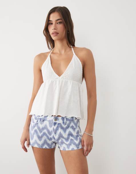 Mango Teen halterneck babydoll top in off white - view 1