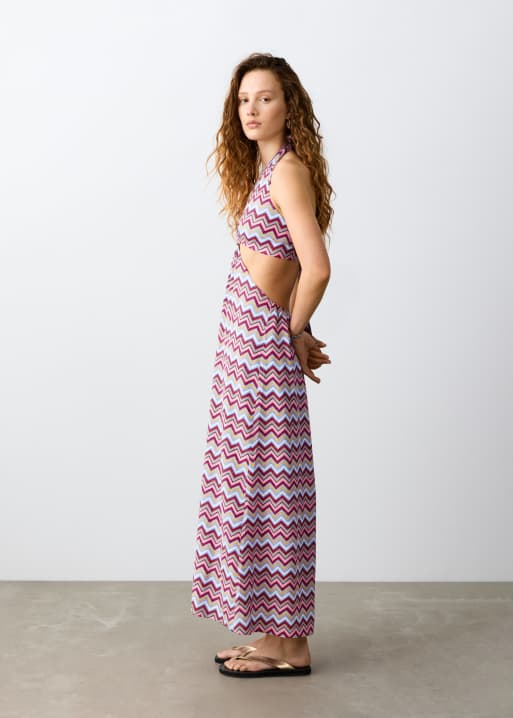 Mango - Teen - Halterneck-maxikjole med udskæringsdetalje og zigzag-print, 2 af 4