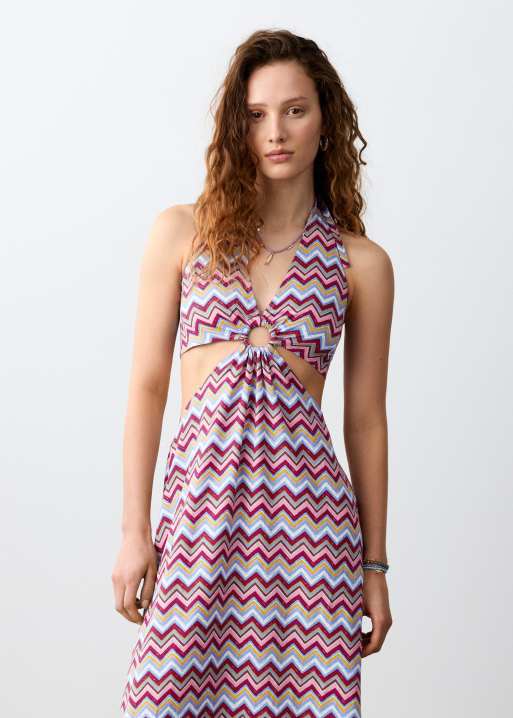 Mango - Teen - Halterneck-maxikjole med udskæringsdetalje og zigzag-print, 4 af 4