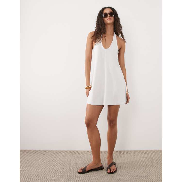 white bubble mini dress Monti Strapless Bubble Hem Mini Dress Embroidered White