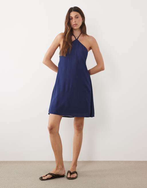 Mango Teen halterneck minikjole i navy, 3 af 4