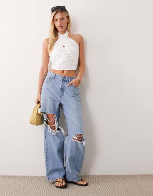 Mango Teen halternecktopp i vitt, 2 av 4