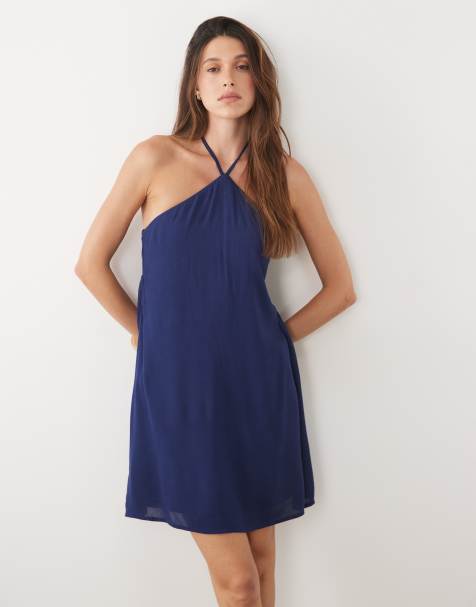 Mango Teen halternek mini jurk in navy - view 1