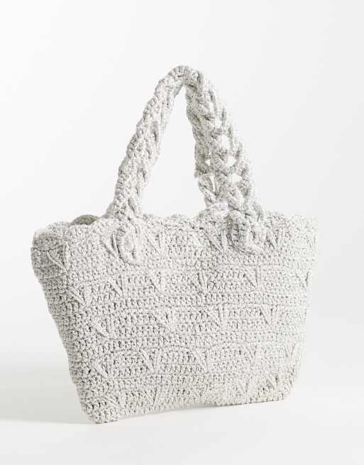 Mango – Teen – Handtasche aus Strick in Silber, 4 von 4