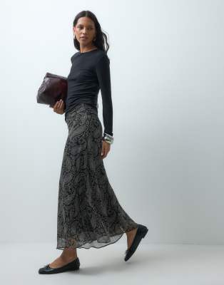 Mango Teen Hanky Hem Midi Skirt In Black
