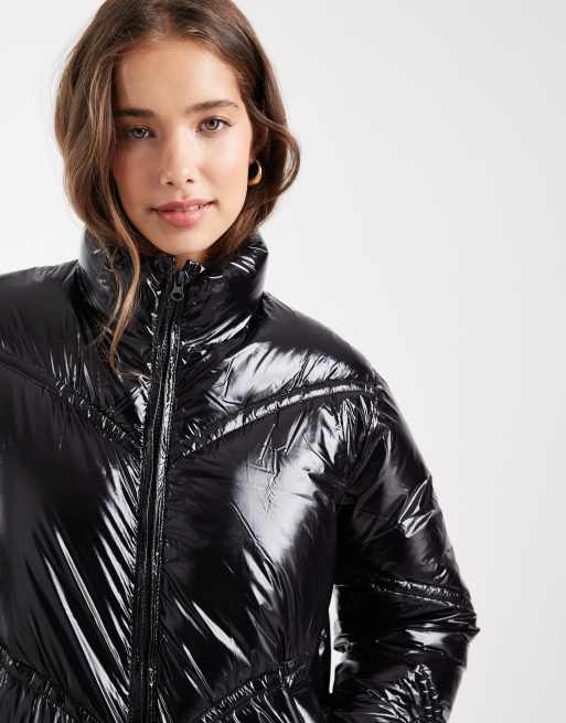 Mango Teen high shine puffer coat in black , 2 of 4
