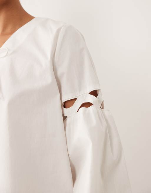 Mango - Teen - Hvid bluse med pufærmer, 3 af 4