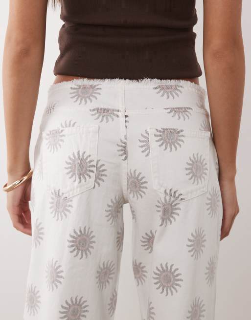 Mango - Teen - Jeans dritti beige con stampa di sole, 5 di 5