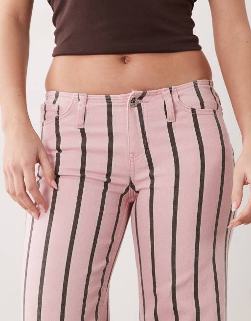 Mango - Teen - Jeans dritti in misto cotone rosa e marrone a righe, 4 di 5