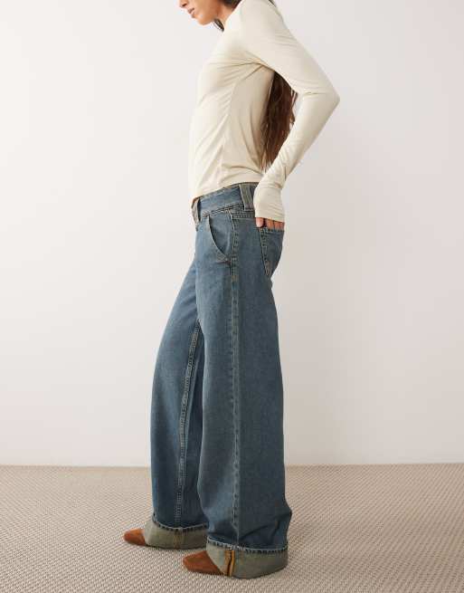 Mango Teen jeans med opsmøg i mørkeblå, 4 af 5