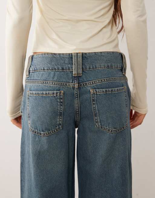 Mango Teen jeans met omslag in donkerblauw, 3 van 5
