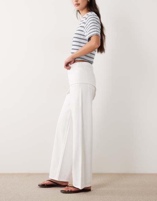 Mango - Teen - Jeans met wijde pijpen en sjaaldetail in wit, 3 van 5