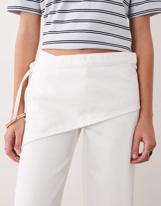 Mango - Teen - Jeans met wijde pijpen en sjaaldetail in wit, 5 van 5