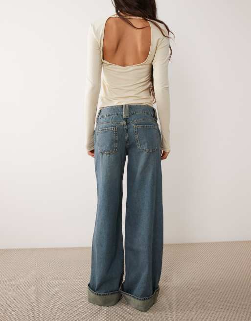 Mango Teen jeans z podwijanymi nogawkami w ciemnoniebieskim kolorze, 2 z 5