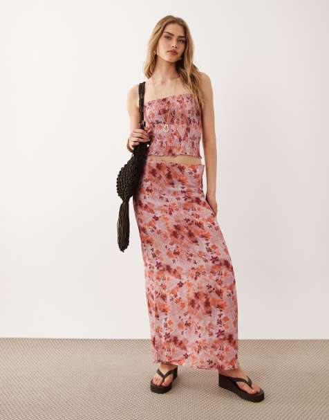 Mango Teen - Jupe d'ensemble longue à imprimé fleuri - Rose - view 1