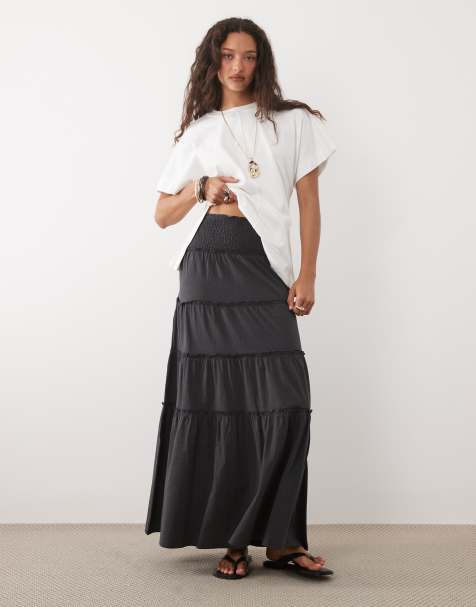 Mango Teen - Jupe longue texturée - Anthracite - view 1