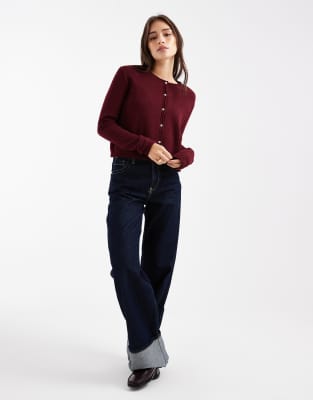 Mango Teen Knit Cardigan In Brown