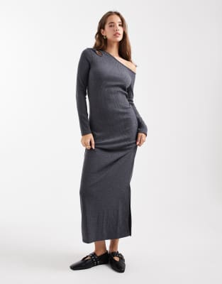 Mango Teen knit maxi dress in gray