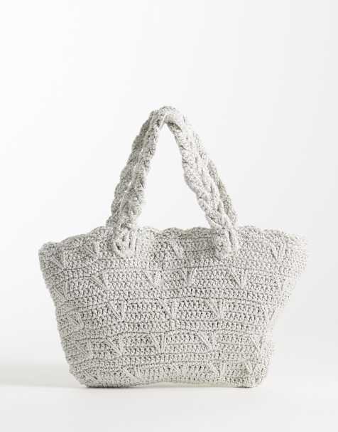 Mango Teen knit purse in silver - view 1
