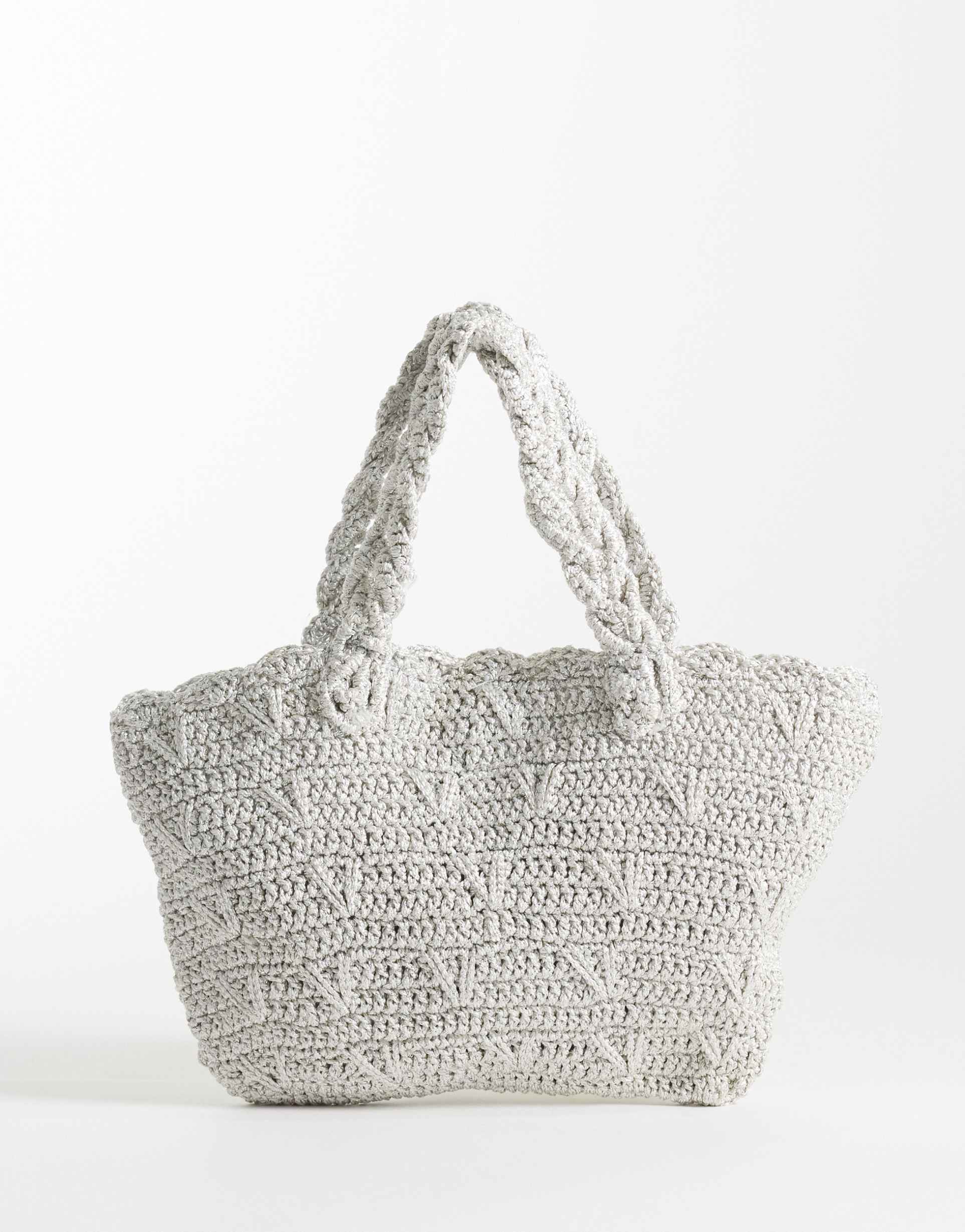 mango teen knit purse in silver