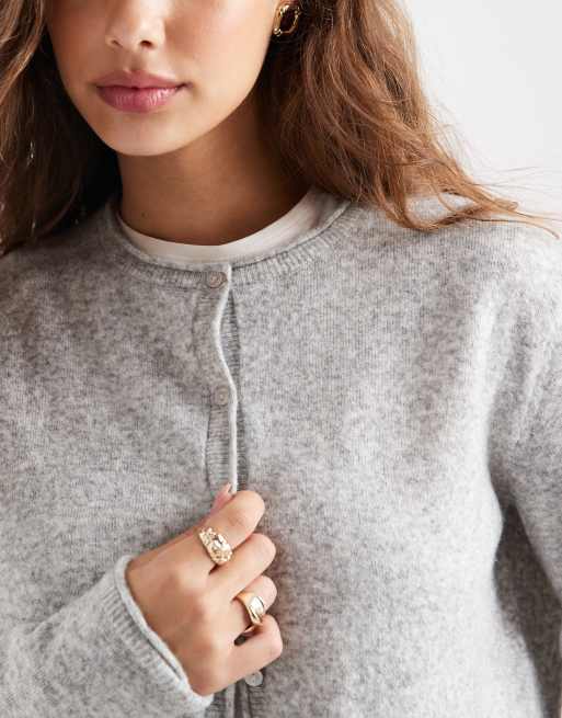Mango Teen knitted cardigan in grey , 3 of 4
