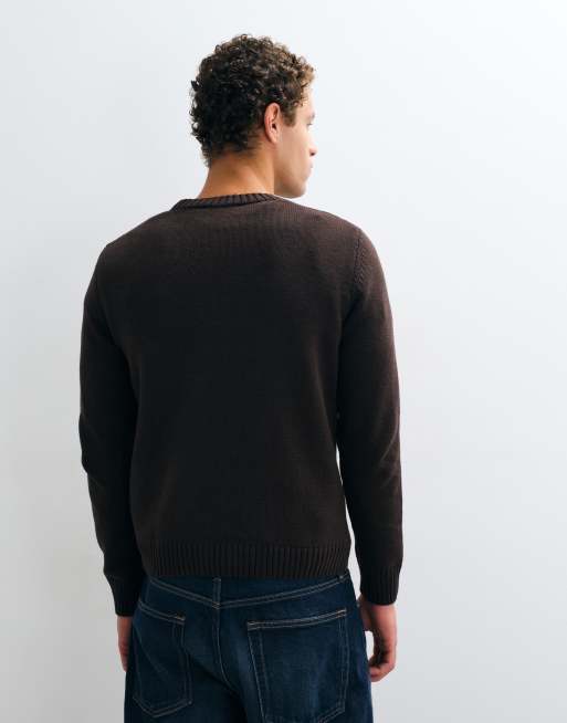 Mango Teen knitted crew neck jumper in brown, 4 of 5