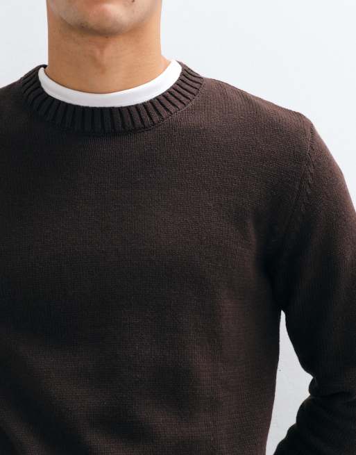 Mango Teen knitted crew neck sweater in brown, 5 of 5