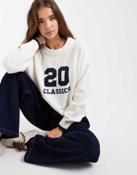 Mango Teen knitted graphic jumper in patmeal 