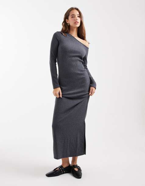 Mango Teen knitted maxi dress in grey  - view 1
