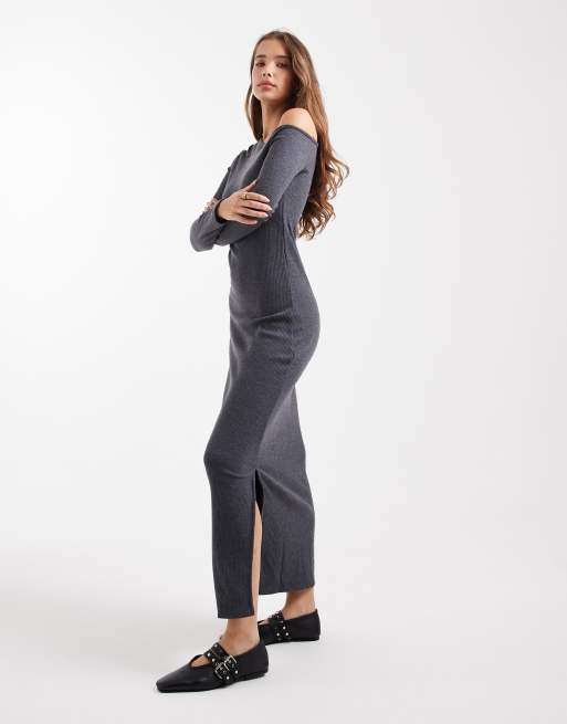Mango Teen knitted maxi dress in grey , 2 of 4