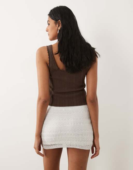 Mango Teen knitted mini skirt in white, 5 of 5