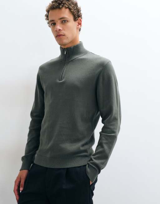Mango Teen knitted quarter zip sweater in green, 5 of 5