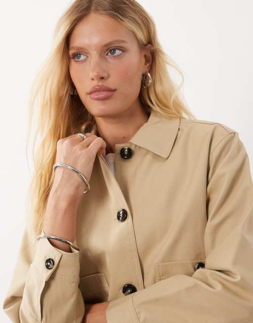 Mango Teen kort trenchcoat i beige, 3 av 4