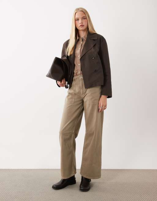 Mango Teen kort trenchcoat i brun, 3 av 4
