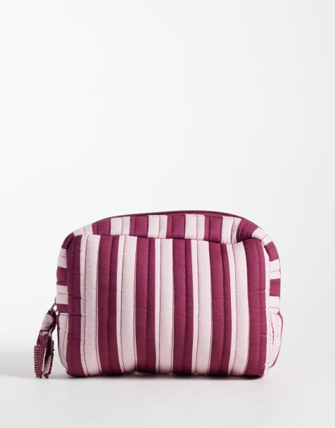Mango Teen kosmetiktaske med pink og rødt stribet print - view 1