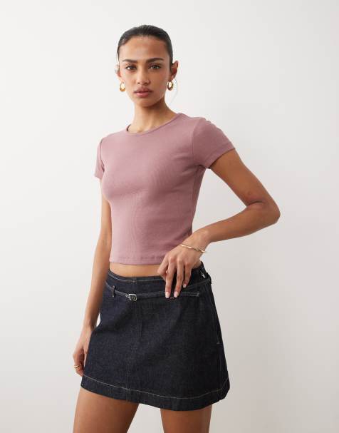 Mango – Teen – Krótki różowy T-shirt - view 1