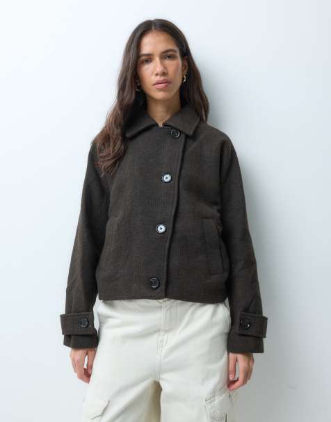 Mango Teen kurzer Trenchcoat in Schokobraun - view 1