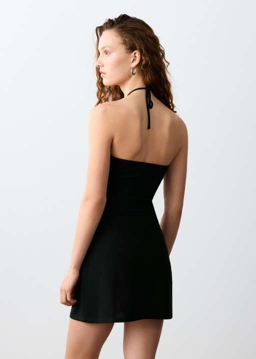 Mango – Teen – Kurzes Neckholder-Kleid in Schwarz, 4 von 4