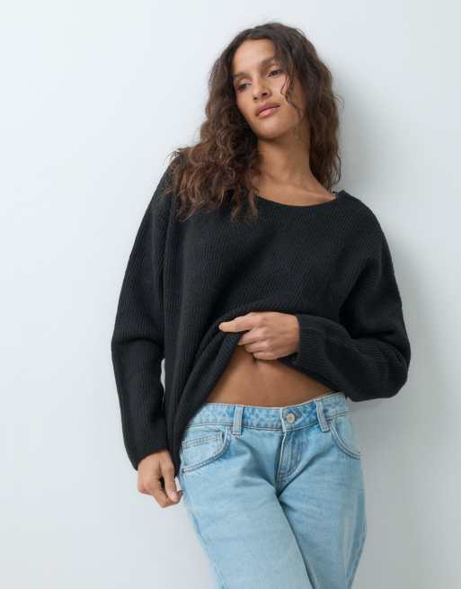 Mango Teen lace back knitted jumper in black, 5 of 5