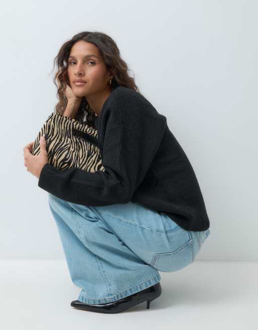 Mango Teen lace back knitted sweater in black, 3 of 5
