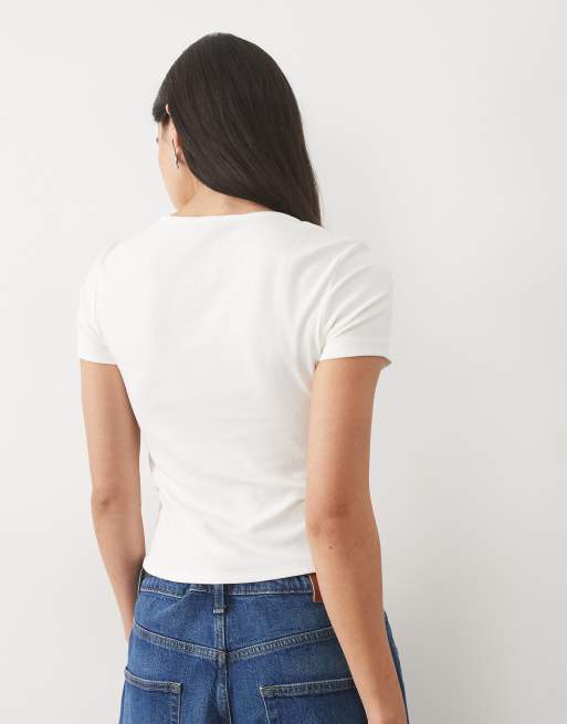 Mango Teen lace detail t-shirt in black, 4 of 4