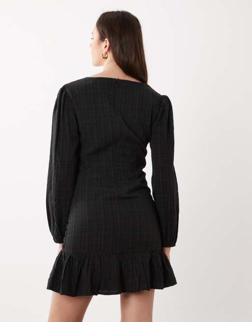 Mango Teen langärmliges Minikleid in Schwarz, 3 von 4
