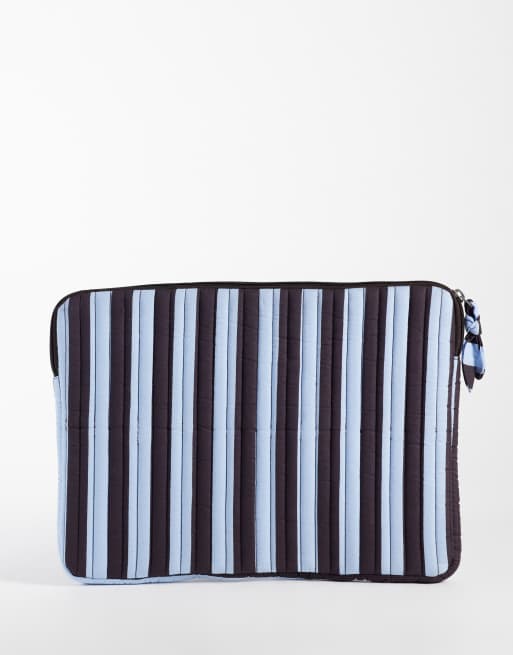Mango Teen laptophoes met bruine en blauwe streepprint, 4 van 4