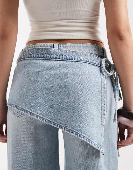 Mango – Teen – Ljusblå jeans med vida ben och scarfdetalj, 4 av 5